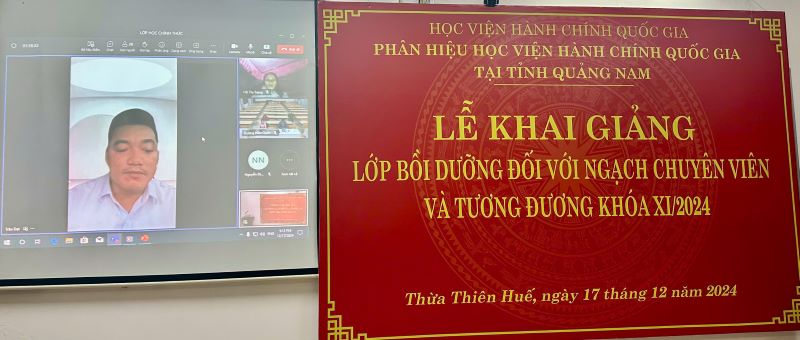 Học viên Trần Đạt phát biểu tại Lễ Khai giảng.
