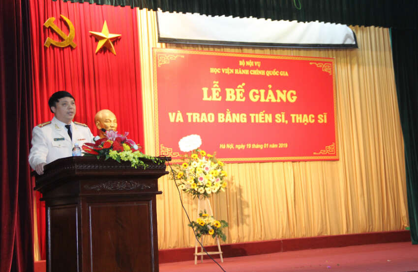 A representative of new Masters giving a speech at the ceremony
