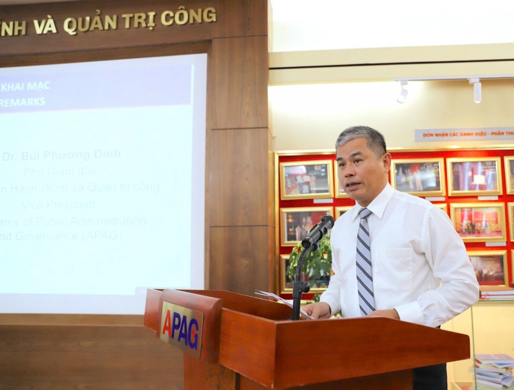 Dr. Bui Phuong Dinh, Vice President of APAG, delivered opening remarks at the workshop.