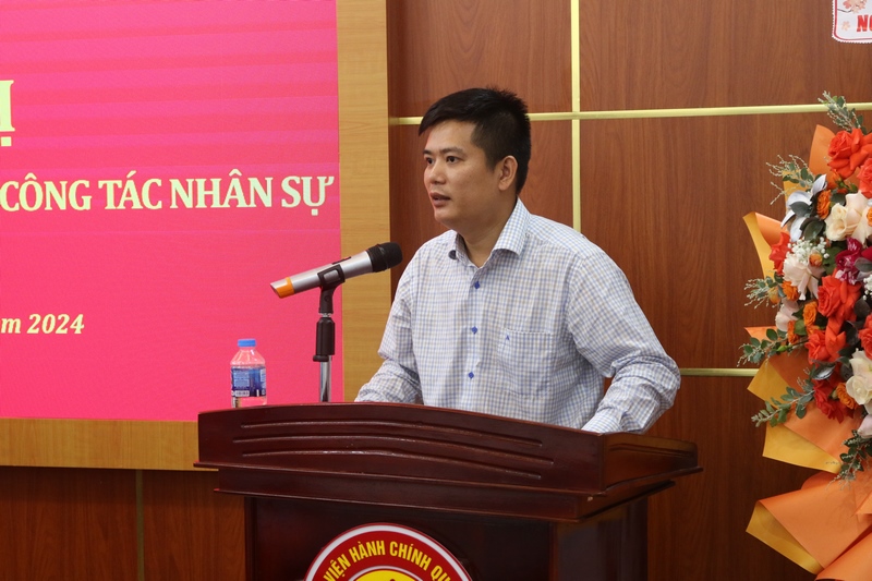ThS. Nguyễn Phúc Hải, Tân Q. Trưởng phòng Quản lý khoa học, KTTV phát biểu nhận nhiệm vụ